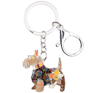 Enamel Alloy Scottish Terrier Dog Keychains Car Key Ring Pets Jewelry Bag Charms - Picture 1 of 11