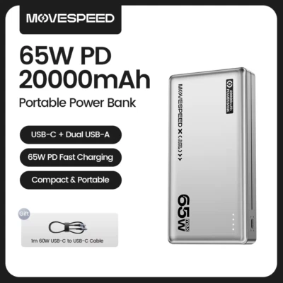 MOVESPEED E20 65W 20000mAh Power Bank USB-C Fast Charger External Battery - Image 1 of 4