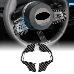 For Mini J01 EV Cooper E SE 2024 Carbon Fiber Steering Wheel Button Cover Black - Imagen 1 de 9