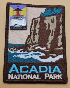 Acadia National Park Souvenir Patch & Bass Harbor Head Lighthouse Pinback Maine - Picture 1 of 3