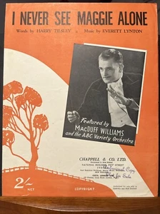 I Never See Maggie Alone - feat MacDuff Williams - sheet music Rare Promo Aus - Imagen 1 de 9