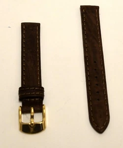 New Watch Band Wrist Leather Braun 0 9/16in Handmade Buckle Gold Plated E662 - Picture 1 of 2