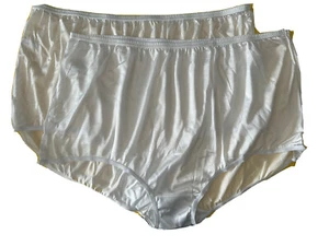 TERI Dessous Größe 13 weiß glänzend seidig Satin 100 % Nylon Slip Höschen 2 Stück - Bild 1 von 3