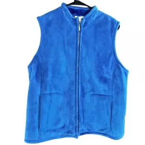 Evan Picone Vest Women's Size Large Blue Sleeveless Mock Neck Full Zip RN 54050 - Picture 1 of 7