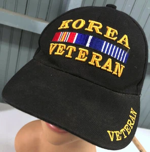 Korea War Military Veteran Black Adjustable Baseball Hat Cap - Picture 1 of 5