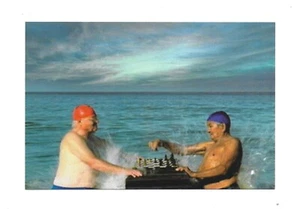 Herren Schach Moderne Postkarte Nescafe Werbung - Bild 1 von 2