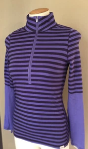 Patagonia Women's Purple Striped Wool Half Zip Base Layer Size XS - Picture 1 of 9