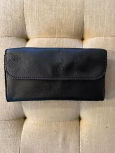 LINEA PELLE Black 100% Italian leather rectangular wallet - Picture 1 of 4