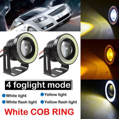 2x 3''Car Fog Light Projector COB Halo Angel Eye Ring DRL Driving Bulbs White - Image 1 of 4