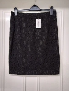 L K BENNETT LILYAN BLACK LACE SMART SHORT LENGTH PENCIL SKIRT SIZE 12 BNWT - Picture 1 of 5