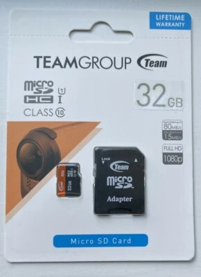 Team 32GB Micro SDHC UHS-I/U1 Class 10 Memory card + Adapter USA Seller Retail - Image 1 of 2