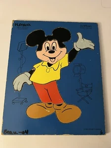 Vintage Playskool 8 Piece Mickey Mouse Wooden Puzzle 190-5 Ages 3 to 6 Years - Picture 1 of 8