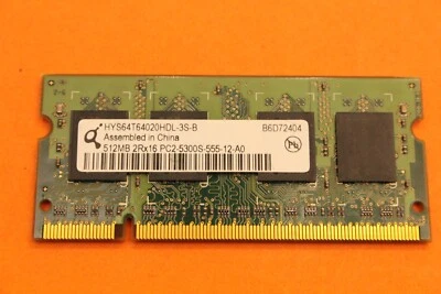 512 MB DDR2-RAM 200-pin SO-DIMM PC2-5300S  Qimonda HYS64T64020HDL-3S-B - Image 1 of 3