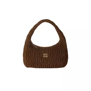 MIU MIU Wander Extra Large $3750 Cocao Brown Suede Hobo Bag New And Authentic - Picture 1 of 3