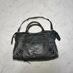 Balenciaga The City 2way Shoulder Bag Handbag Leather Gray Made In Italy - Picture 1 of 10