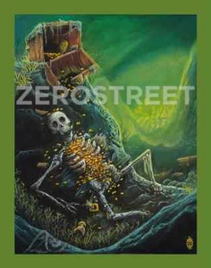 Pirate Skeleton Lowbrow Pop Art Print - FANTASY UNDERWATER MERMAIDS - Picture 1 of 1