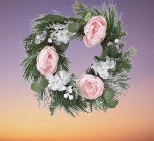 Adventskranz Türkranz mit LED Beleuchtung Tischkranz Rosen + Hortensien 50 cm - Bild 1 von 3