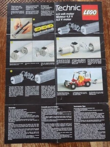 NOTICE POSTER  LEGO TECHNIC    - 4.5 VOLT MOTEUR / MOTOR - Picture 1 of 2