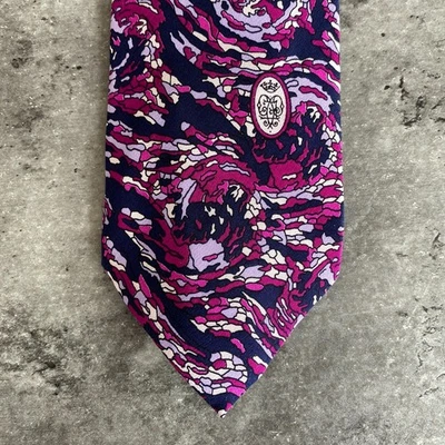 Emilio Pucci Tie 100% Silk Navy Pink Purple Abstract Print Handmade Italy - Image 1 of 4