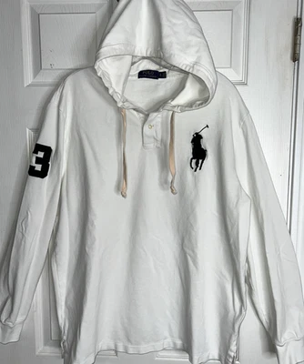 Hombres Talla XL Polo Ralph Lauren Big Pony Manga Larga Capucha Sudadera con Capucha Rugby Top Camisa Foto 1 de 4