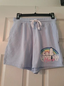 Women's Lt. Blue Peanuts SNOOPY Basketball Lounge Sleep Shorts size S Pockets SM - Picture 1 of 5