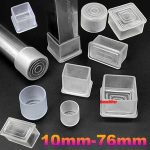 Round/Square PVC Rubber Cover Clear Chair Feet Table Leg End Cap Floor Protector - Picture 1 of 42
