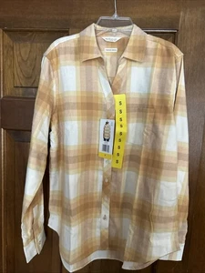 Camisa de franela abotonada vintage resistente a la intemperie para mujer pequeña, (amarilla) nueva con etiquetas - Imagen 1 de 4