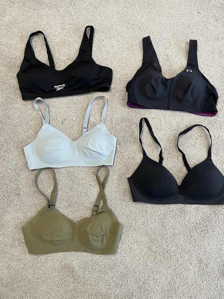 Bra Lot: Under Armour 36DD, Reebok L, Aerie L, Maiden form 36D - Image 1 of 4