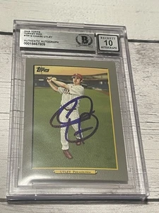 Chase Utley Signed Card Topps Turkey Red Slabbed Beckett IP Auto Phillies a - Picture 1 of 3