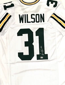 Camiseta deportiva blanca réplica personalizada firmada por Emanuel Wilson de los Packers Running Back AUTO BAS - Imagen 1 de 2