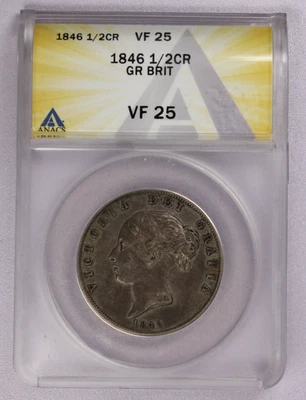 1846 Great Britain 1/2 Crown ANACS VF 25 - Image 1 of 3