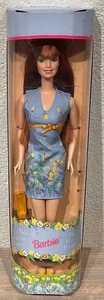 1999 Fashion Avenue Pretty Flowers Redhead Barbie doll NRFB blue dress - Picture 1 of 8