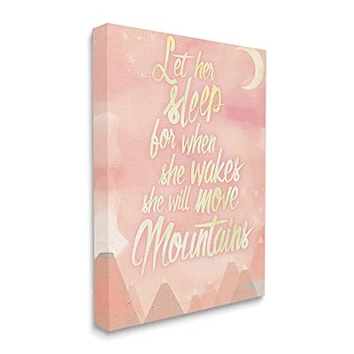 Stupell Home Décor Let Her Sleep Pink Water Color Mountains Stretched Canvas - Image 1 of 4