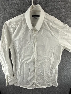 Рубашка на пуговицах Dolce & Gabbana золотистая с длинным рукавом белая размер 16 (41) хлопок - Изображение 1 из 4