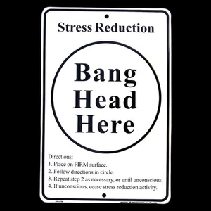 Stressabbau KNALLKOPF HIER Metall Blechschild Anti-Stress System Werkzeug Büro Humor - Bild 1 von 1