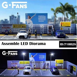 Diorama 1/64 Diecast Coche Garaje Modelo LED Calle Estación Escena Vitrina - Imagen 1 de 48
