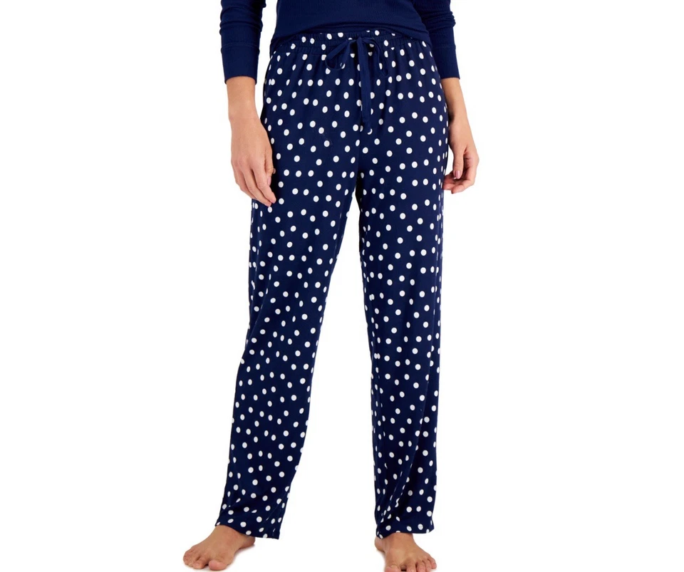 Женские пижамные брюки Charter Club темно-синие с белыми горошеками размер XL - Изображение 1 из 1