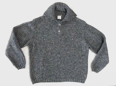 Suéter Henley Wool & Co Básico Italia Para Hombres L Gris Mezcla de Lana Marl Cuello Simulado Foto 1 de 4