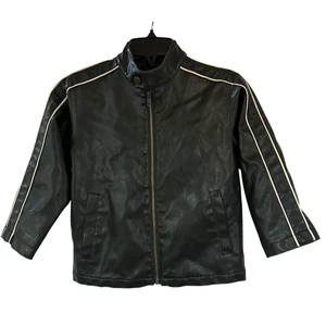 Whispering Smith Faux Leather Jacket Boys Size 5 Medium Quilted Lining Biker - Picture 1 of 8