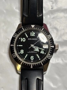 Vintage Welsbro Swiss Made Skin Diver, Replaced AS1803 Movement, Running Great! - Picture 1 of 17