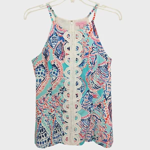 Lilly Pulitzer Annabelle Top Size 6 Shell Me About It Embellished Tropical Beach - Picture 1 of 11