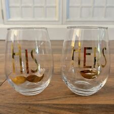 Better Homes & Gardens “His” and “Hers” Stemless Wine Glasses Set Mustache Lips