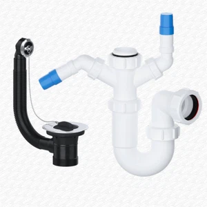 Kitchen Sink Waste and U Bend Trap Kit For Metal Sinks with Washing Machine Att. - Picture 1 of 3