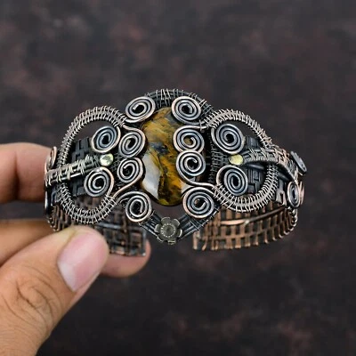 Brazalete ajustable envuelto en alambre para hermana Pietersite dorado regalo cobre Foto 1 de 4