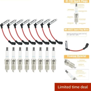 41-110 Iridium Spark Plugs & M8-48322 Spark Plug Wires for 5.3 6.0L 6.2L Chev... - Picture 1 of 7