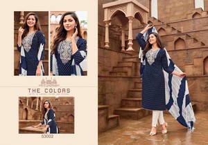 Stitched Navy Salwar With White Kameez & Chunri-Size L/40 USA Seller
