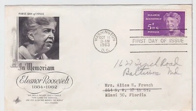 TurtlesTradingPost- Eleanor Roosevelt - 1963- #1236 FDC Artcraft - Image 1 of 2