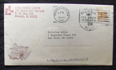 USA,  envelope with seal RED CROSS MONTH posted 1990 with the original letter - Image 1 of 2