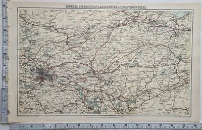 1884 SCOTTISH MAP MINERAL DISTRICTS LANARKSHIRE & LINLITHGOWSHIRE GLASGOW  - Image 1 of 3