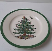 Spode Christmas Tree Dessert/Salad Cookie Cake Plate NEW Unused Green Band Santa